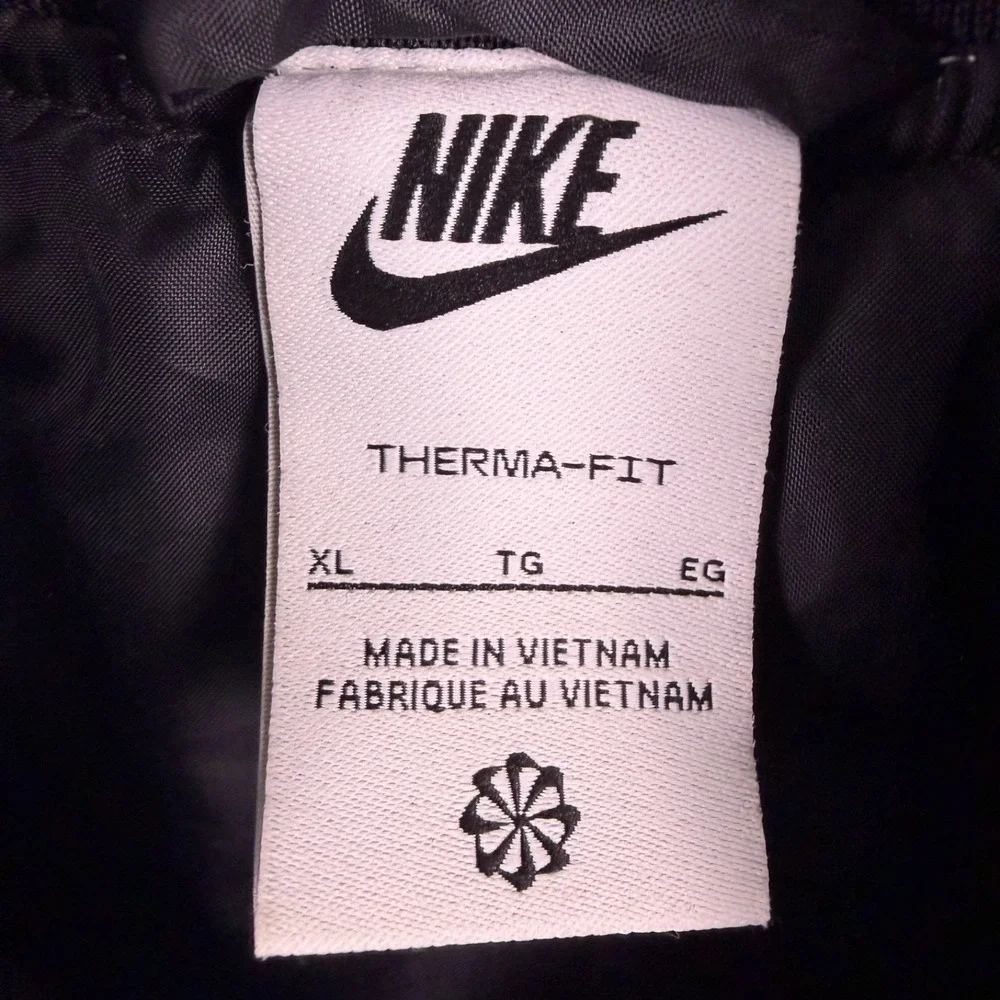 Nike‎ Air Womens Bomber Jacket XL Allover Swoosh Logo Satin Coat Excellent